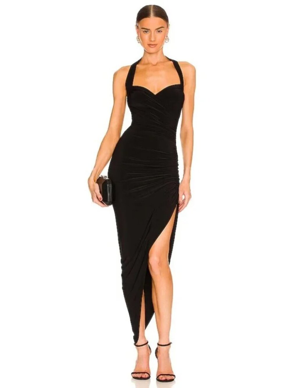 Norma Kamali Cayla Halter Sweetheart Asymmetrical Side Drape Stretch Size S/36